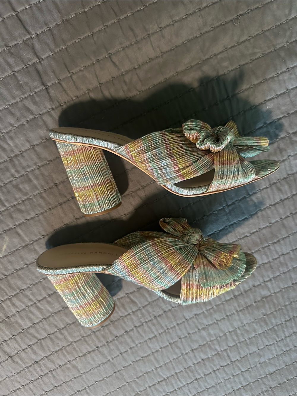 Loeffler Randall Pastel Multicolor Pleated Bow Heel EUC - Picture 4 of 5